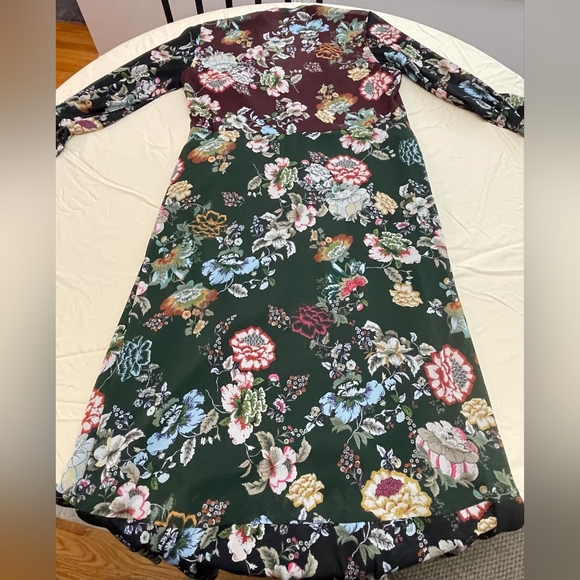 Zara floral tie neck long sleeve midi dress size extra large - Picture 5 of 7